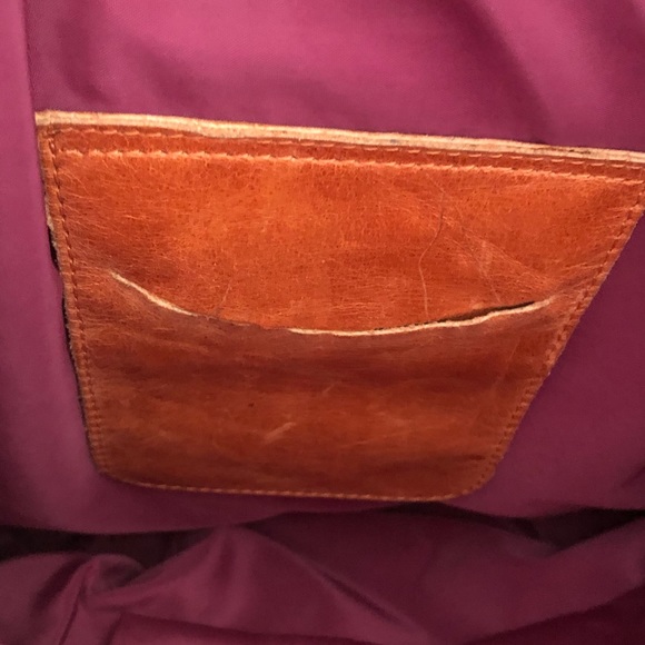 Tano Orange Distressed Glazed Leather Bucket Bag - Picture 5 of 16